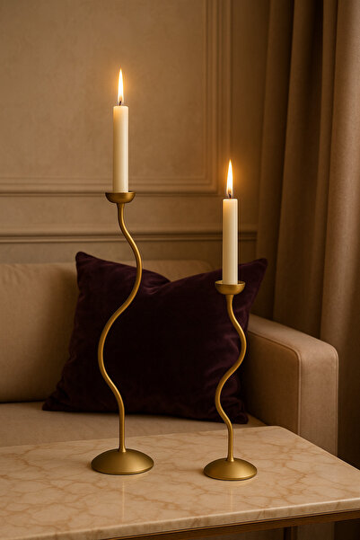 fromro Suport lumânare SMOOTH WAVE 31 auriu mat