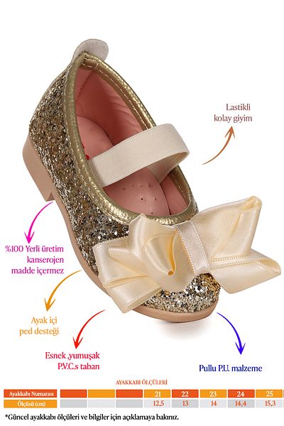 Kiko Kids Panı Broken Glass Bow Elastic Baby Girl Ballerina Shoes