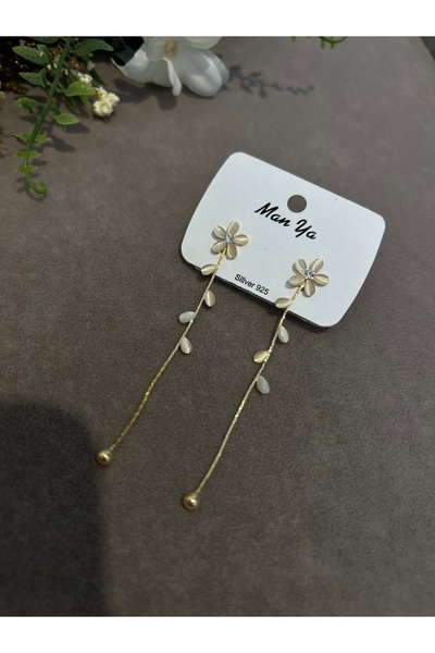 BEREN KILIÇ Gold İnci Detaylı Sallantılı Küpe