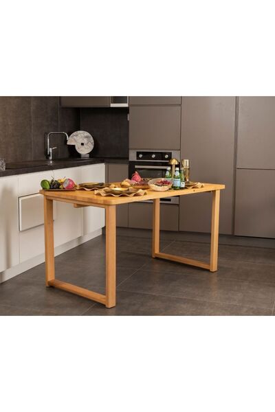 VOWTURKEY Cheri Iskandinav Salon&mutfak Masası 80*140 Çam Masif Tabla Gürgen İskelet