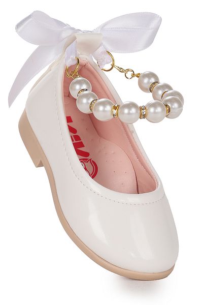 Kiko Kids Blanch Patent Leather Pearl Elastic Baby Girl Ballerina Shoes