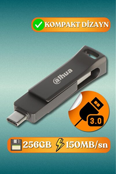 DAHUA 256gb OTG USB3.2 Metal USB Bellek P629 Titan Gri