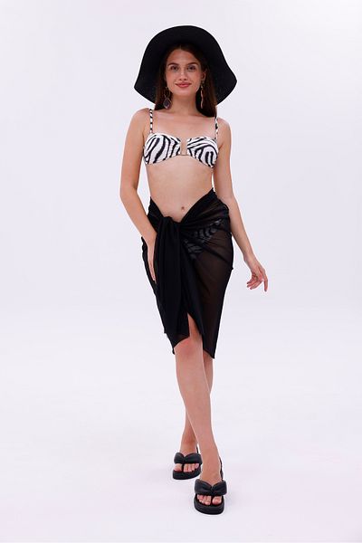 tarzınısec Stretchy Lycra Long Black Tulle Pareo 150X95 cm