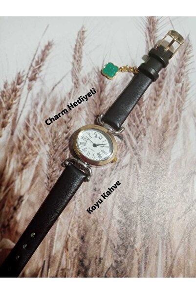 QUARTZ Retro Minimal Vintage Dark Brown Cord Women's Wrist Watch Butterfly Mo...