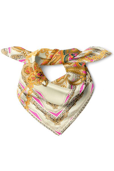 nehir eşarp Zincir ve Etnik Desen Fular Bandana 50x50 Cm