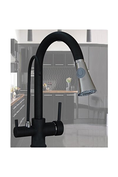 VENİTA Venita Black Spiral Kitchen Sink Faucet Purified 3 Way