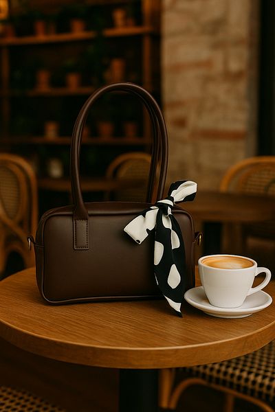 NOTHING Women's Brown Adjustable Strap Scarf and Card Holder Gift Hand and Shoulder Bag Mori