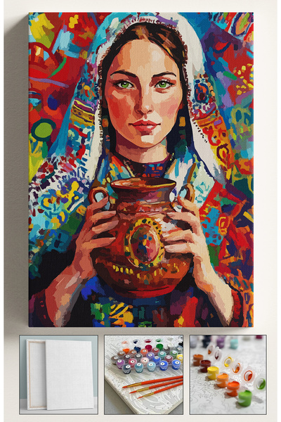 Corvo Sayılarla Boyama Çerçeveli Hobi Seti Numaralı Tuval  Fırça Boya Kasnakl...