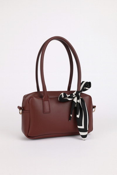 NOTHING Women's Burgundy Adjustable Strap Hand and Shoulder Bag with Scarf and Card Holder Gift Mori