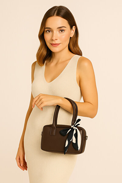 NOTHING Women's Brown Adjustable Strap Scarf and Card Holder Gift Hand and Shoulder Bag Mori