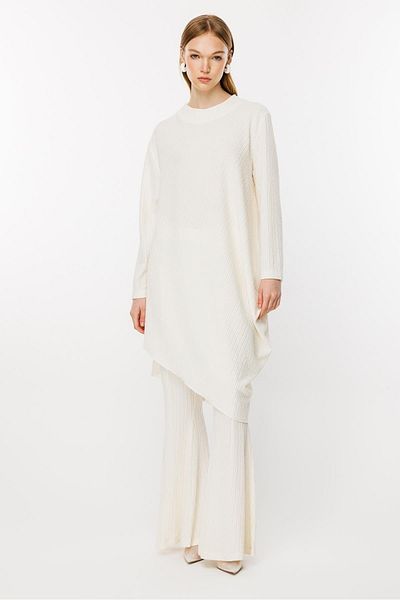 Ghisa Asymmetric Suit Ecru