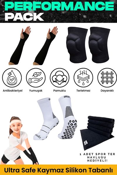 Bellanora 7-Piece Children's Volleyball Set - Knee Pads & Anti-Slip Sole Match Training Socks & Sports Towel Gift Set