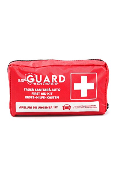 BSP Guard Trusă sanitară auto, BSP GUARD, DIN 13164, Roșu, 22.5x12.5x5.5 cm