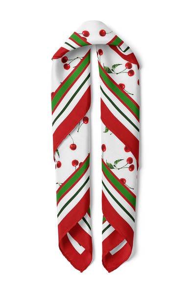 nehir eşarp Kiraz Desen Fular Bandana 50x50