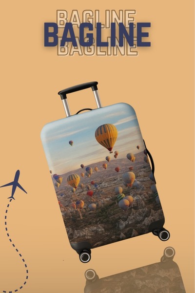 Bagline Lycra Stretch Fabric Cappadocia Printed Ανθεκτική θήκη βαλίτσας και β...