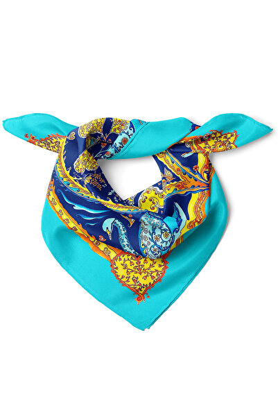 nehir eşarp Kalp ve Kuğu Desen Fular Bandana 50x50 Cm