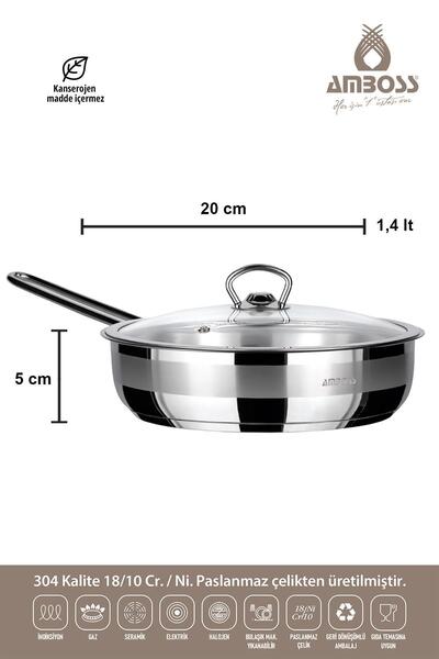 Amboss Milano 4 Parça Kapaklı Paslanmaz Çelik Tava Seti