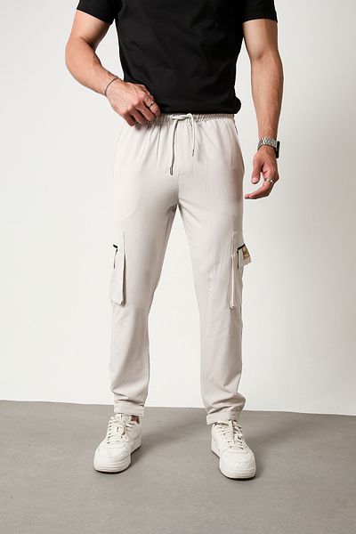 GETMAH Men's Gray Color Comfortable Fit Cargo Pocket Detailed Jogger Sweatpants