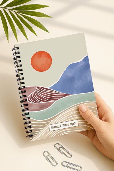 Eldesen Tasarım دفتر ملاحظات يومي مقاس A5، ملاحظات، مهام، غطاء من الورق المقوى المرن، 100 يوم، بوهو أزرق