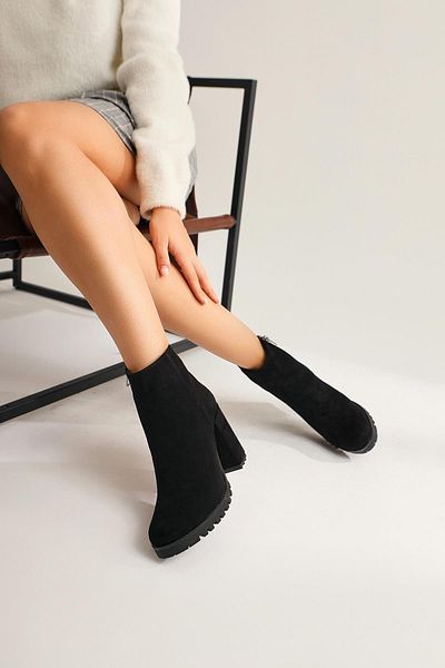 Limoya Cizme de damă Bahiya din piele intoarsa neagra cu varf oval, cu fermoar, cu toc, cizme de dama