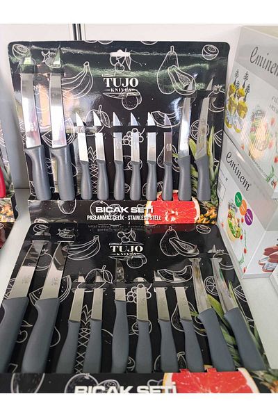 Yüsra Home 10 Piece Tujo Fruit Vegetable Fruit Knife (Stainless Steel) Tujo Knife 10 Pcs Gray Color