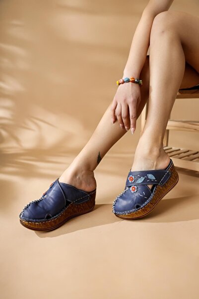 Limoya Genuine Leather Alto Sax Padding Women's Slippers Antique Sole Comfort Women's Slippers