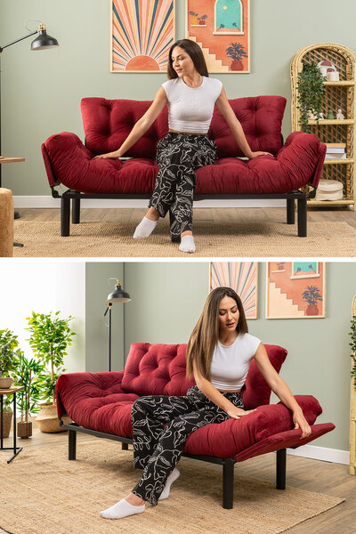 Pafu Nitta Üçlü Yataklı Koltuk - Bordo