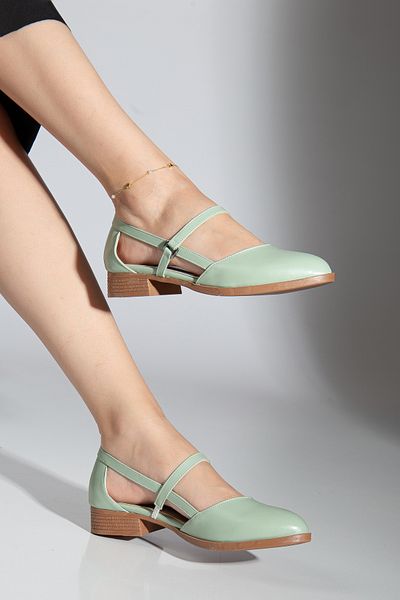 MaskButik Mary Παπούτσια με χαμηλό τακούνι Mint Green