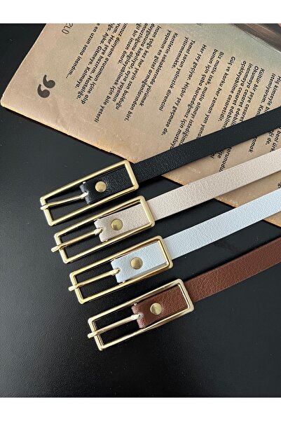 Damla 4-Pack Deal Product Gold Buckle Thin Belt, Trouser Belt, Shirt Belt, Coat Belt, Dress Belt