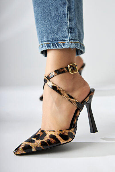 Limoya Elsi Leopard Patterned Ankle Strap Women's Heeled Shoes