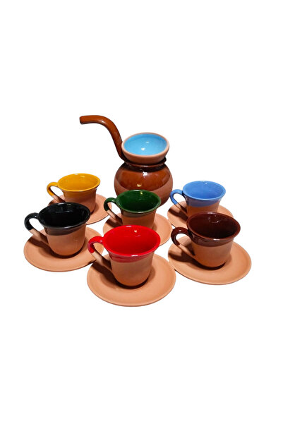 Avanos El Yapımı Toprak Kahve Fincan Takımı + Cezve + Lokumluk