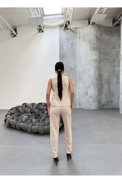 modamtn Tina Asymmetrical Linen Vest Pants Set