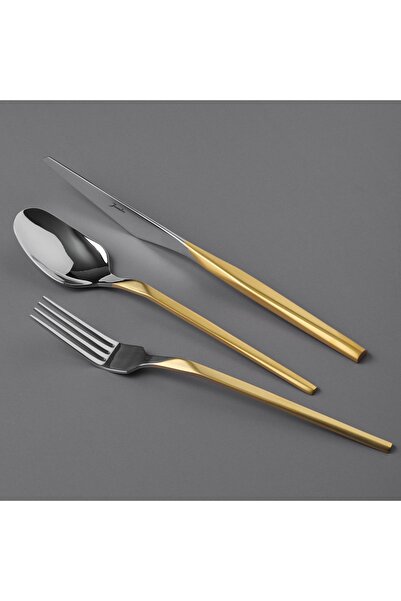 Jumbo 5100 Quartz Matte Gold 12-Person 84-Piece Cutlery Set
