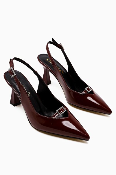 Limoya Chiara Bordo Rugan з гострим носком і камінцями, жіночі туфлі на підбо...