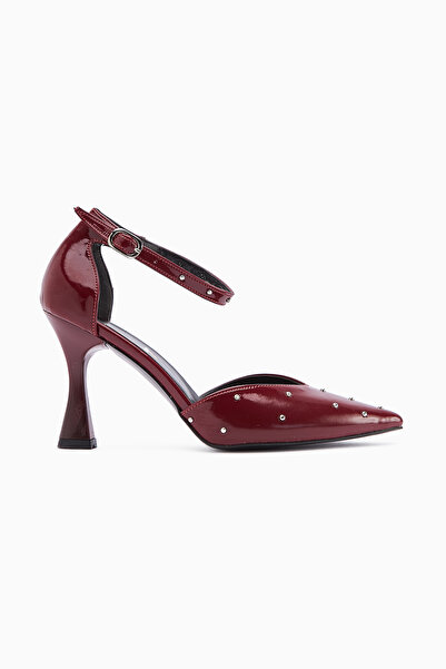Limoya Senida Burgundy Trock Pointed Toe Women's Heeled Shoes