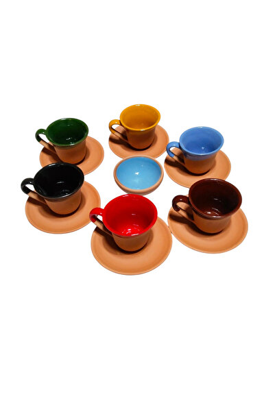 KESAL AVANOS Renkli Toprak Fincan Seti 6lı Set