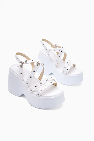 Limoya Ying White Trock Wedge Heeled Women's Sandals Opportunity Product