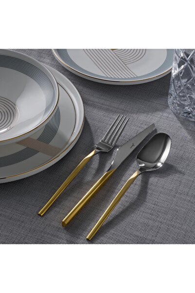 Jumbo 5100 Quartz Matte Gold 12-Person 84-Piece Cutlery Set