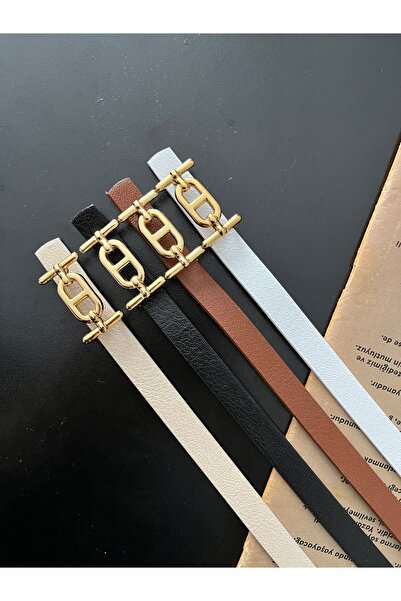 Damla 4-Pack Deal Product Gold Buckle Thin Belt, Trouser Belt, Shirt Belt, Coat Belt, Dress Belt