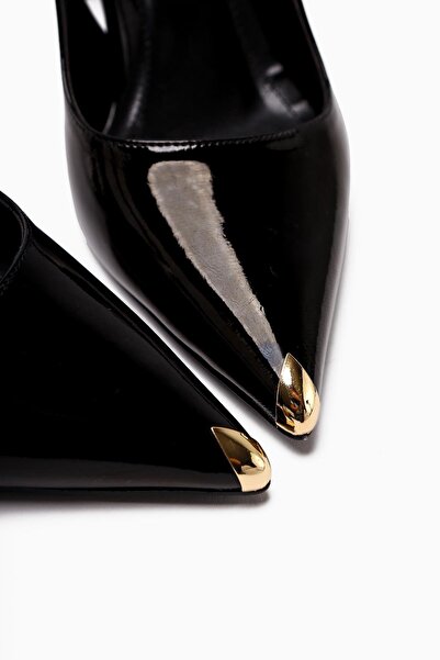 Limoya Viona Black Patent Leather Closed-Front Heeled Women's Shoes