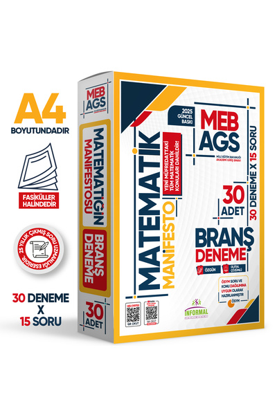 İnformal Yayınları 2025 MEB AGS Sayısal Yetenek MATEMATİK Manifesto Branş Denemesi 30lu Fasikül SETİ Dijital Çözümlü