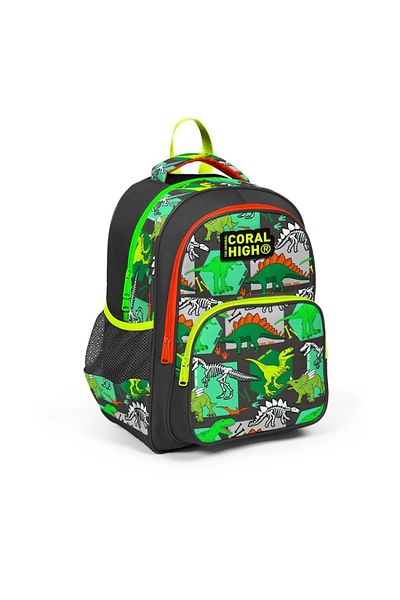 Coral High 14419 ΠΙΣΩ ΣΑΚΙΔΙΟ ΤΡΙΩΝ ΔΙΑΜΕΡΙΣΜΑΤΩΝ ΜΕ ΜΟΝΤΕΛΟ ΠΡΑΣΙΝΟ ΓΚΡΙ ΠΡΑΣΙΝΟ ΔΙΝΟΣΑΥΡΟ