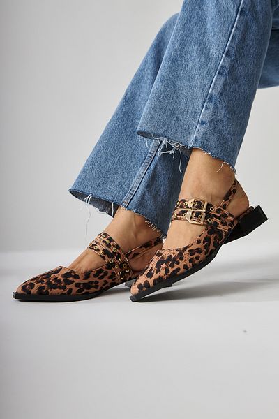 Limoya Siran Leopard Patterned Double Strap Women's Sandals