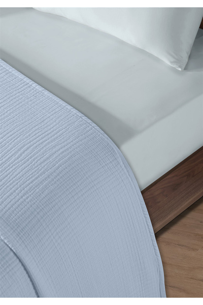 Evim 100% Natural Cotton 4 Layer Muslin Luxury Double Pique Set Light Blue 200X230Cm