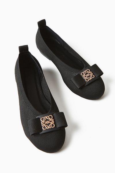 Limoya Balerina Bloop Black Bow pentru damă, pantofi confortabili de zi cu zi