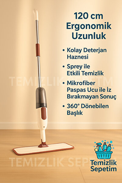 temizliksepetim Spreyli Mop Seti (PORTATİF CIRT CIRTLI MİKROFİBER BEZLİ MOP TEMİZLEME TARAĞI HEDİYE)