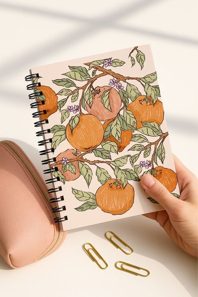 Eldesen Tasarım Spiralli Çizgisiz Okul Defter Seti, A5 Boyutunda 50 Yaprak 100 Sayfa 4'lü Set, Meyveli Set