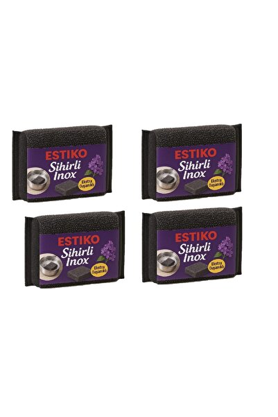 ESTİKO اسفنجة تنظيف الأسلاك من إينوكس، 4 قطع