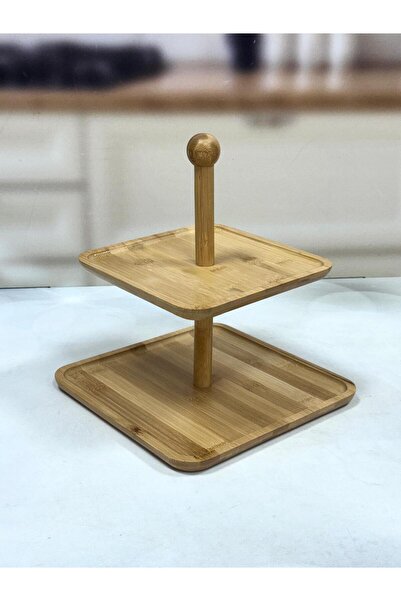 ACAR حامل عرض من الخيزران 2 طبقات مقاس 25/20 سم TKEBT بني