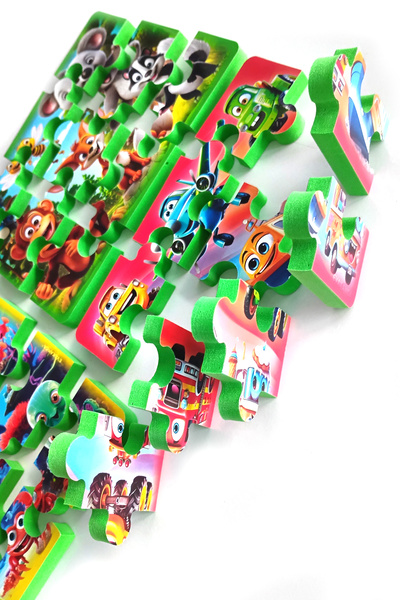 EVAKANCA 9 Parçalı 4 Adet Kalın Puzzle 2-3 Yaş Yapboz Orman Çiftlik Deniz Hayvanları Taşıtlar